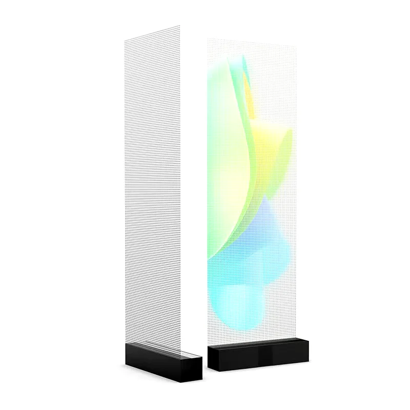 Crystal Core Screen showing a rainbow curved display