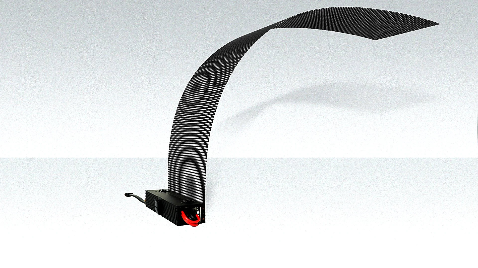 Holographic transparent LED film bending into a curve